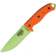 Esee Model 5 Survival Fixed Blade Knife, Sheath, 5.375in, Venom Green Powder Coated Carbon Steel, Orange G10 Handle ES5PVG