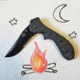ETE Wortac Linerlock A/O Folding Knife, 4.5in Closed, 3in Black Titanium Finish Partially Serrated D2 Tool Steel Modified Clip Point Blade, Black G10 Handle, 4.6Oz, Designed By Kelly Worden, ETEK1603