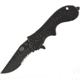 ETE Wortac Linerlock A/O Folding Knife, 4.5in Closed, 3in Black Titanium Finish Partially Serrated D2 Tool Steel Modified Clip Point Blade, Black G10 Handle, 4.6Oz, Designed By Kelly Worden, ETEK1603