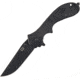 ETE Wortac Linerlock A/O Folding Knife, 6in Closed, 4in Black Titanium Finish D2 Tool Steel Modified Clip Point Blade, Black G10 Handle, 7.8Oz, Designed By Kelly Worden, ETEK1600