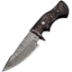 FH Knives Damascus Gray Fixed Blade Knife, 10.25in Overall, 5in, Damascus Steel Blade, Black/Gray Pakkawood Handle, Leather Sheath, MLK-0004