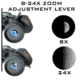 Galileo Zoom Binocular 8-24x50mm w/Solar Filters, Black, NSN N, G-82450SF