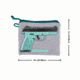 Girls With Guns Knit Fabric Handgun Storage Pouch w/Writable ID Label, Lockable Keyring, Zipper Closure, 7x9in, Fleece Lining, Full Size Interior, Gray/Blue Accents, 9074