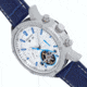 Heritor Automatic Wilhelm Semi-Skeleton Leather-Band Watch w/Day/Date, Blue, One Size, HERHS2104