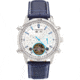 Heritor Automatic Wilhelm Semi-Skeleton Leather-Band Watch w/Day/Date, Blue, One Size, HERHS2104