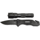 Humvee Emergency Rescue Knife and Tactical LED Flashlight Set, 2-Piece, Black HMV-KC-ER1