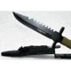 Humvee Next Gen Survival Knife, 7.5in, Stainless Steel, Black Sawback Blade, Green Textured Rubber Handle, Clam Packed, HMV-KFXB-02