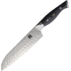 Komoran Santoku Knife, 7.5 Damascus steel blade, Black and white micarta handle, KO030 HO100