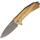 Lionsteel KUR Linerlock Olive Wood Folding Knife, 3.5in Black Stonewash Sleipner Tool Steel Drop Point, Olive Wood Handle, Pvd Coated Blade, KUR BUL