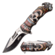 Master USA Embossed Printing Spring Assisted Knife, 3.75 in, 3Cr13 Stainless Steel Stainless Steel, Drop Point, Multicolor Skeleton, MU-A116J