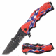 Master USA MU-A102C Spring Assisted Knife, 3.75in, 3CR13 Stainless Steel, Modified Tanto, Black Blade, Injection Molded Handle w/ Confederate Flag Design, -, MU-A102C