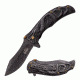 MC Masters Collection Folding Blade, 3.75in, Stainless Steel Blade, Dragon Sculpture Stonewashed Black Stainless Steel Handle MC-A014SW