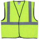 MCR Safety Hi Vis Reflective Safety Vest, ANSI Type R Class 2, Solid with 2in Silver Stripes, Hook and Loop Front Closure, Fluorescent Lime, 2X, VCL2SLX2
