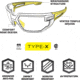 Mechanix Wear Tactical Type-X Shooting Glasses, Black Frame, Clear Lens, Bag, VXF-10AF-PU