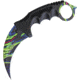 Miscellaneous Neck Knife HyperBeast Knife, 7.25in Overall, 3.5in SS Karambit Blade, Black Finger Grooved Nylon Handle, Finger Ring, Multi Color Blade, Black Nylon Neck Sheath, YC-9115-R