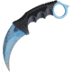 Miscellaneous Spider Web Neck Knife, 7.25in Overall, 3.5in SS Karambit Blade, Black Finger Grooved Nylon Handle, Blue Blade w/ Spider Web Artwork, Black Nylon Neck Sheath, YC-9115-BW