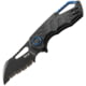 MKM Isonzo Linerlock Black Folding Knife, 2.25" black finish partially serrated Bohler N690 , Black FRN handle, MK FX03-1PBK