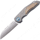 MKM Root Slip Joint Natural Folding Knife, 2.75 satin finish Bohler M390 stainless blade, Sand blast finish titanium handle with natural can, MK RT-NCT
