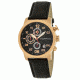 Mens M38 Series Watch,43mm,Black Analog Dial,Rose Gold Bezel,Black Leather Band
