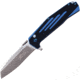 Mtech Button Lock Black/Blue Folding Knife, 3.5 satin finish stainless blade, Black and blue G10 handle, MTE-FDR034-BL
