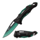 Mtech Drop Point Spring Assisted Knife w/Bottle Opener, 3.5 in, 3Cr13 Stainless Steel Stainless Steel, Black/Green, MT-A705G2-GN