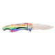 Mtech Drop Point Spring Assisted Knife w/Bottle Opener, 3.5 in, 3Cr13 Stainless Steel Stainless Steel, Serrated, Rainbow, MT-A705RB