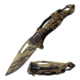 Mtech Drop Point Spring Assisted Knife w/Bottle Opener, 3.5 in, 3Cr13 Stainless Steel Stainless Steel, Wood Camo, MT-A705G2-CA