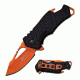 Mtech Folding Blade, 2.75in, Stainless Steel Blade, Black Nylon Fiber Handle MT-A882OR
