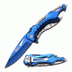 Mtech Folding Blade, 3.55in, Stainless Steel Blade, Blue Aluminum Handle MT-A705SBL