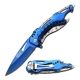 Mtech Folding Blade, 3.55in, Stainless Steel Blade, Blue Aluminum Handle, MT-A705SBL