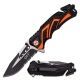 Mtech Folding Blade, 3.5in, Stainless Steel Blade, Black And Orange Two Tone Alum Handle, MT-A865EMO