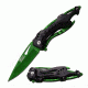 Mtech Folding Blade, 3.75in, Stainless Steel Blade, Black Aluminum Handle MT-A705GN