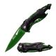Mtech Folding Blade, 3.75in, Stainless Steel Blade, Black Aluminum Handle, MT-A705GN