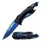 Mtech Folding Blade, 3.75in, Stainless Steel Blade, Black And Blue Titanium Coated Aluminum Handle, MT-A705BL