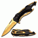 Mtech Folding Blade, 3.75in, Stainless Steel Blade, Black And Gold Titanium Coated Gold Aluminum Handle MT-A705BG