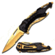 Mtech Folding Blade, in, Stainless Steel Blade, Black And Gold Titanium Coating Gold Aluminum Handle MT-705BG