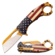 Mtech Linerlock Spring Assisted Knife, 2.5 in, 3Cr13 Stainless Steel Stainless Steel, Wharncliffe, USA Flag, MT-A1028AF