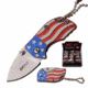 Mtech MT-1006POP Manual Folding Knife Pop Box, 1.4in, 3CR13 Stainless Steel, Drop Point, Steel Blade, Aluminum Handle, 12 knives, Flag, MT-1006POP