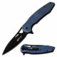 Mtech MT-A1083BL Spring Assisted Knife, 3.5in, 3CR13 Stainless Steel, Spear Point, Black Blade, Aluminum Handle, Blue, MT-A1083BL