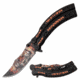 Mtech MT-A1122TG Spring Assisted Knife, 3.5in, 3CR13 Stainless Steel, Clip Point, Printed Blade, Aluminum Handle, Black/Tiger, MT-A1122TG