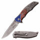 Mtech MU-A098SW Spring Assisted Knife, 3.75in, Stainless Steel, Spear Point, Stonewashed Blade, Stainless Steel Handle w/ American Flag Design, -, MX-A849SW