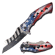 Mtech Spring Assisted Folding Knive, 3.5in Blade, 8.25in Overall, 3CR13 Steel Blade Knive, Flag, MT-A1110A