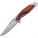 Mtech Wood Framelock A/O Folding Knife, 3.75 satin finish 3Cr13 stainless blade, Stainless handle with Brown pakkawood onlay, MT-A1153BR