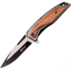 Mtech Wood Framelock A/O Folding Knife, 3.75 two-tone finish 3Cr13 stainless blade, Stainless handle with Light brown pakkawood onlay, MT-A1153BWD