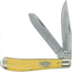 Old Timer Gunstock Trapper Folding Knife, 3in, High Carbon Stainless Steel, Clip Point/Spey Plain Blade, Yellow Sawcut Handle, 1180011