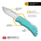 Outdoor Edge Cutlery Razor Mini Folding Knives w/2 Blades, 2.2in, Stainless Steel, Drop Point, Rubber Overmolded Seafoam Handle, RMS22-2C