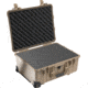 Pelican 1560 Large Crushproof Wheeled Dry Box, 22x18x10.4in, Desert Tan Case 1560 w/ Foam
