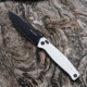 Real Steel Huginn White Folding Knife, 4.63in Closed, 3.63in Black Oxide Coated VG-10 SS Blade, White G10 Handle, 7652WB