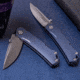 Real Steel Luna Maius Blue Folding Knife, 4.25in Closed, 3in Satin Bohler N690 SS Blade, Slate Blue Anodized Titanium Handle, 7093