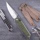 Real Steel Sacra Green Micarta Folding Knife, 4.13in Closed, 3.13in Stonewash Bohler K110 SS Blade, Green Canvas Micarta Handle, 7711G
